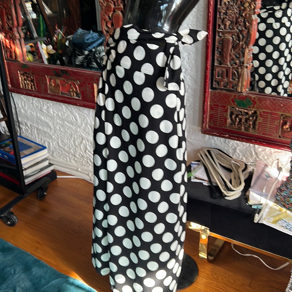 Wrap Pant In Black And White Dot Print